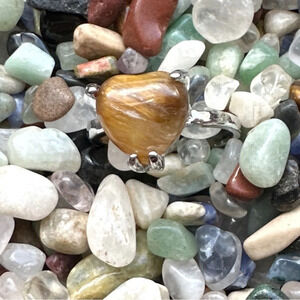 Tiger's eye silver Victorian ring/manifesting courage and protection crystal